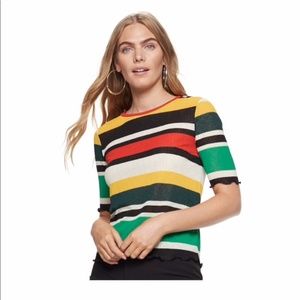 NEW Nine West Multi-Color Stripe Blouse Top XXL